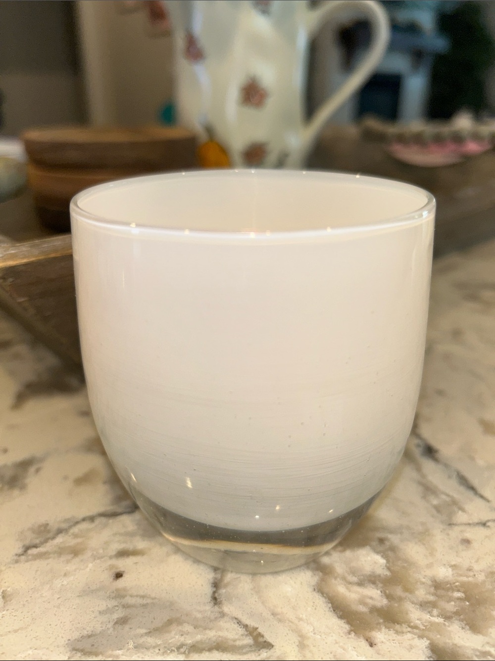 GLASS BABY "HOPE" HAND-BLOWN GLASS CANDLE HOLDER WHITE